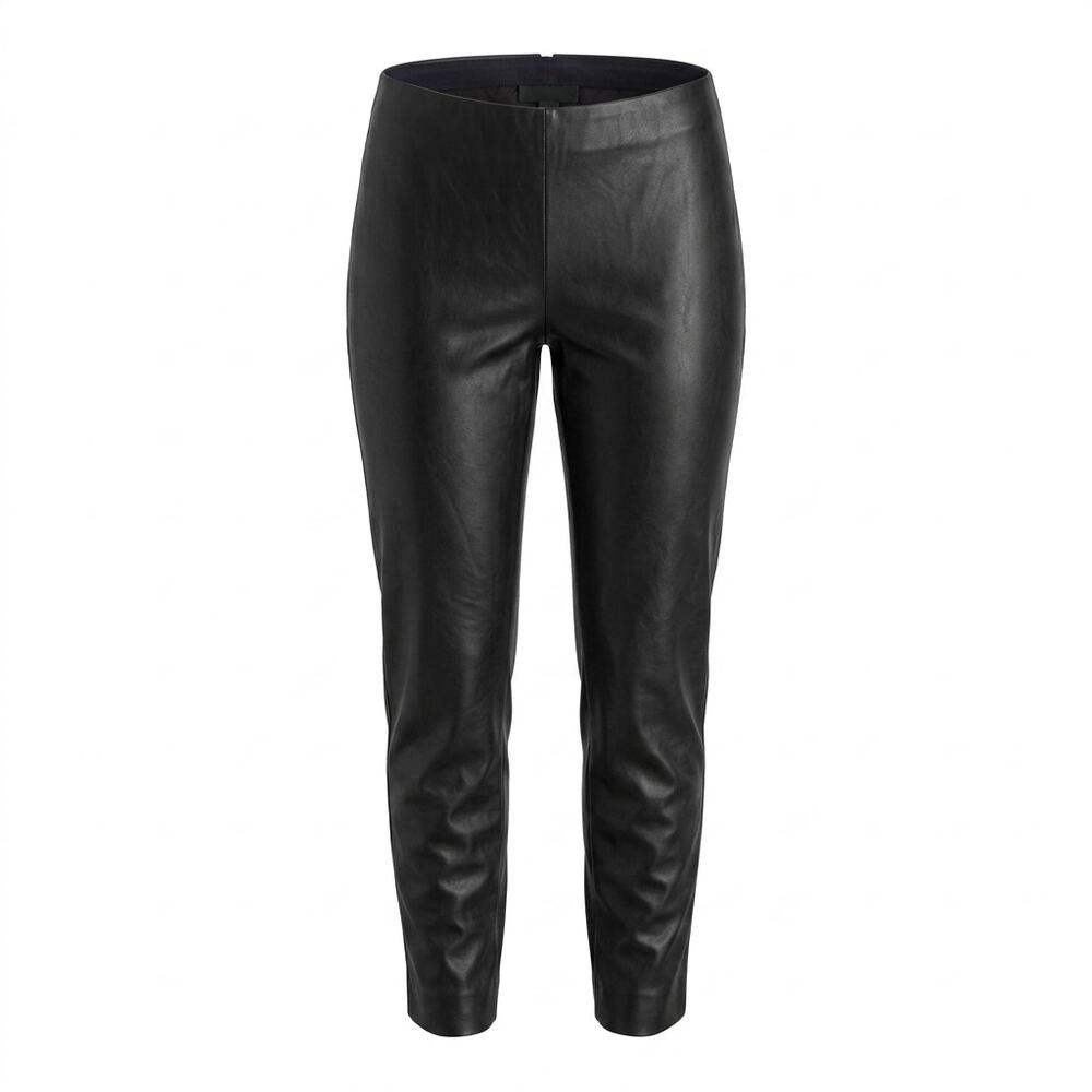 Lauren Ralph Lauren Black Faux Leather Pull On Skinny Pants Women Size 2